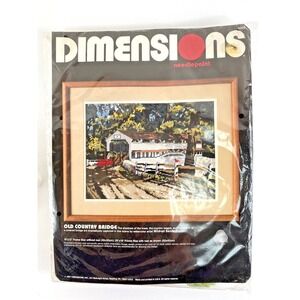 Dimensions Old Country Bridge Landscape Vintage 1987 Needlepoint Kit 20" x 16"